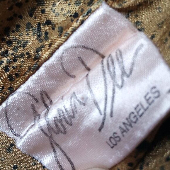 Vintage Gloria Dee Abstract Strokes Gold Polyester Disco Shirt - Picture 4 of 6